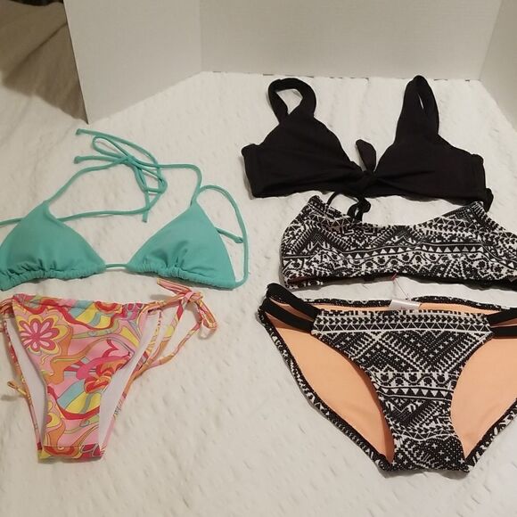 Lot of 5 pc Bikini Tops & Bottoms Small & Medium Mix colors & Brands - Picture 1 of 10